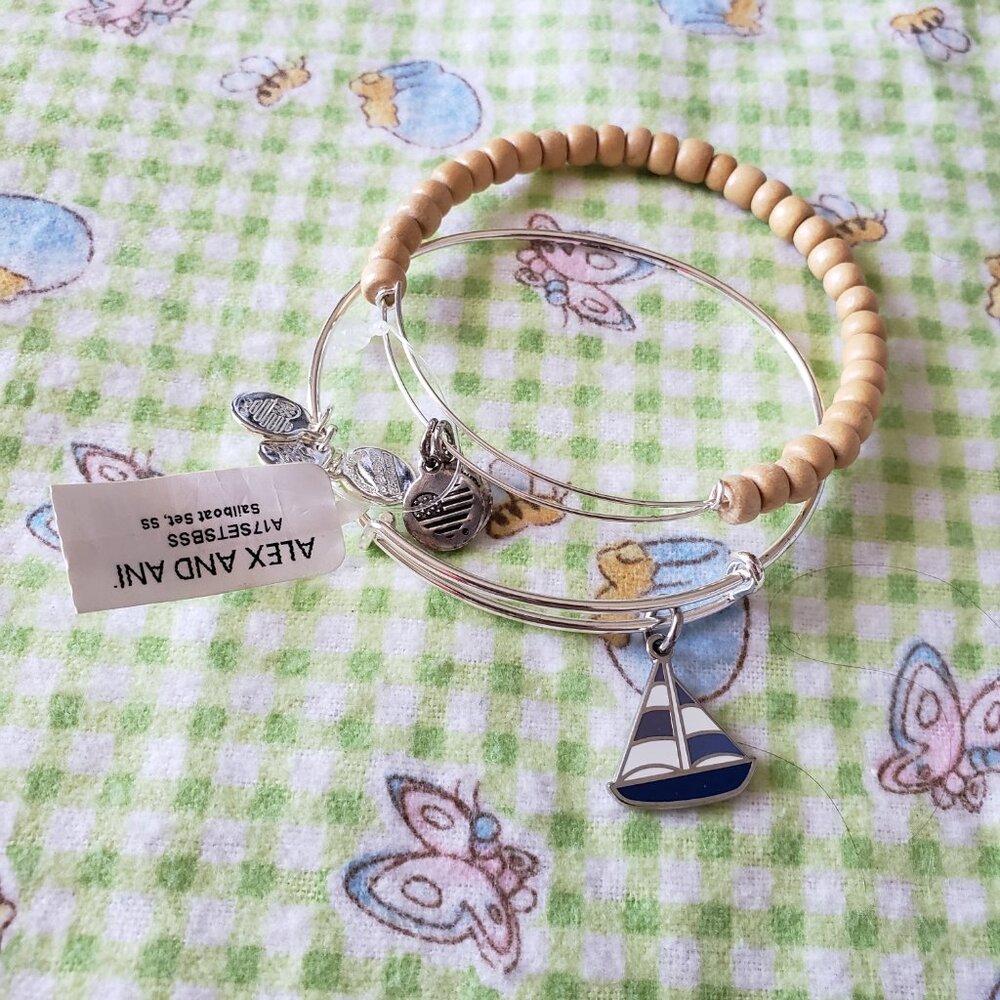 New ⛵️ Alex & Ani Sailboat Set ⛵️  Bangle Charm 768